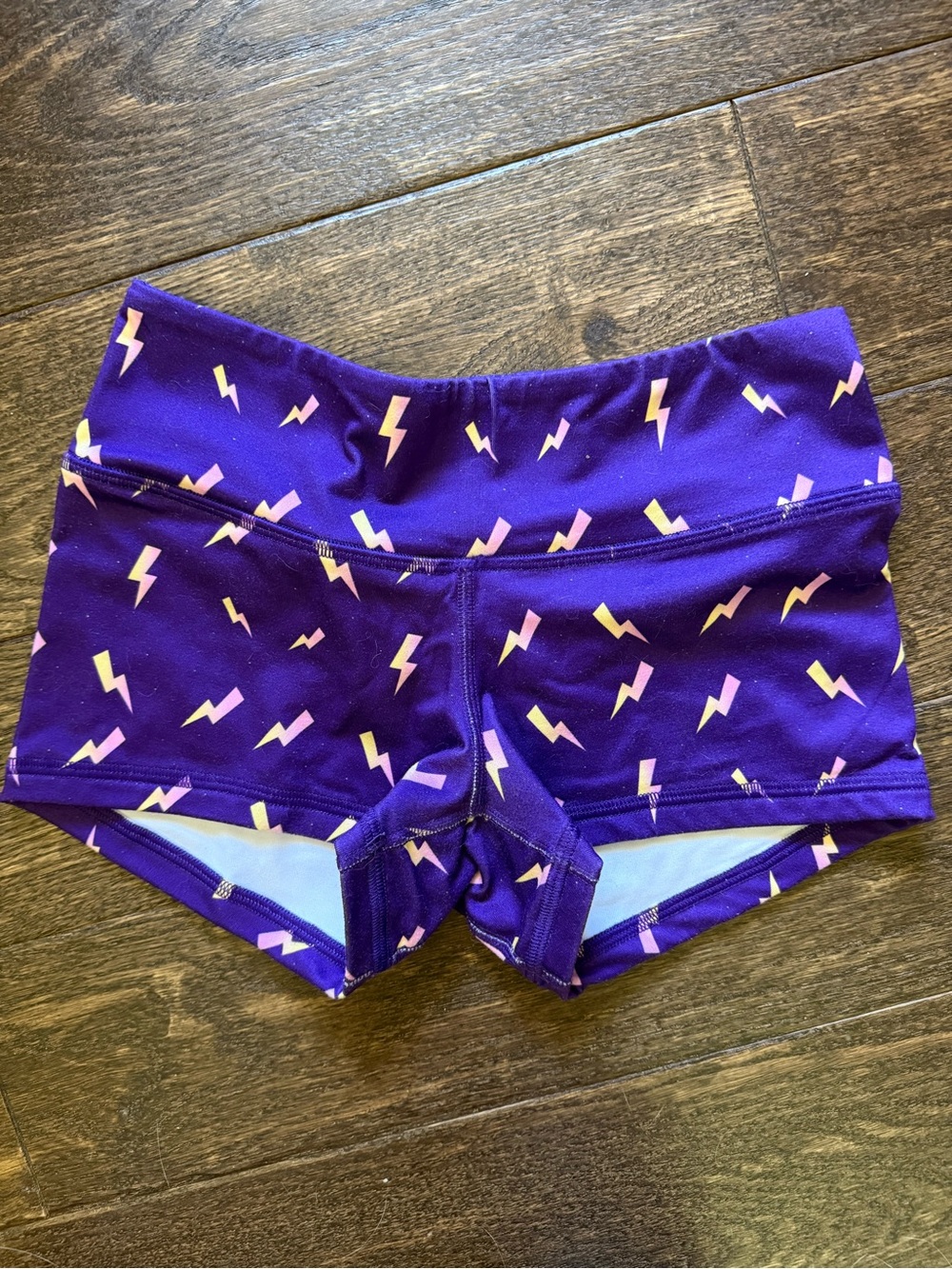 PURPLE EXTRA SMALL FLEO BOOTY SHORTS LIGHTNING